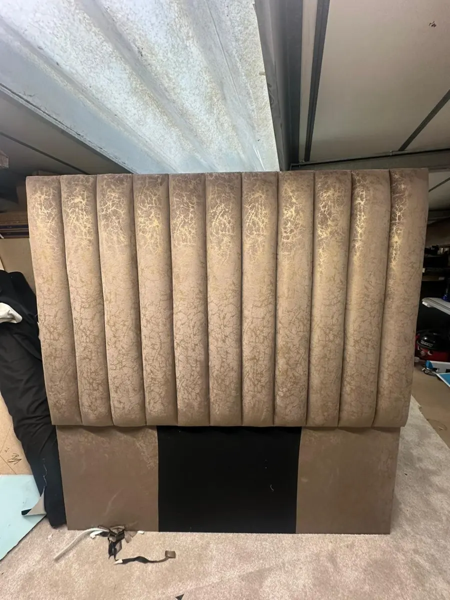 Beige vertical channel headboard sample