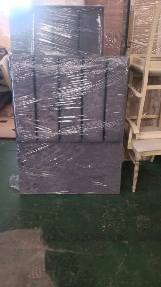 Dark vertical channel headboard sample