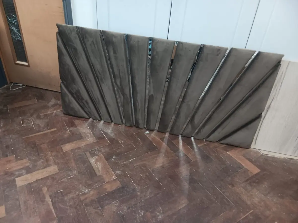 Dark grey angled fan headboard panels
